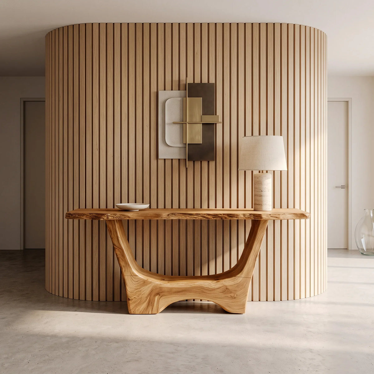 Organic Live Edge Sculptural Console Table For Entryway