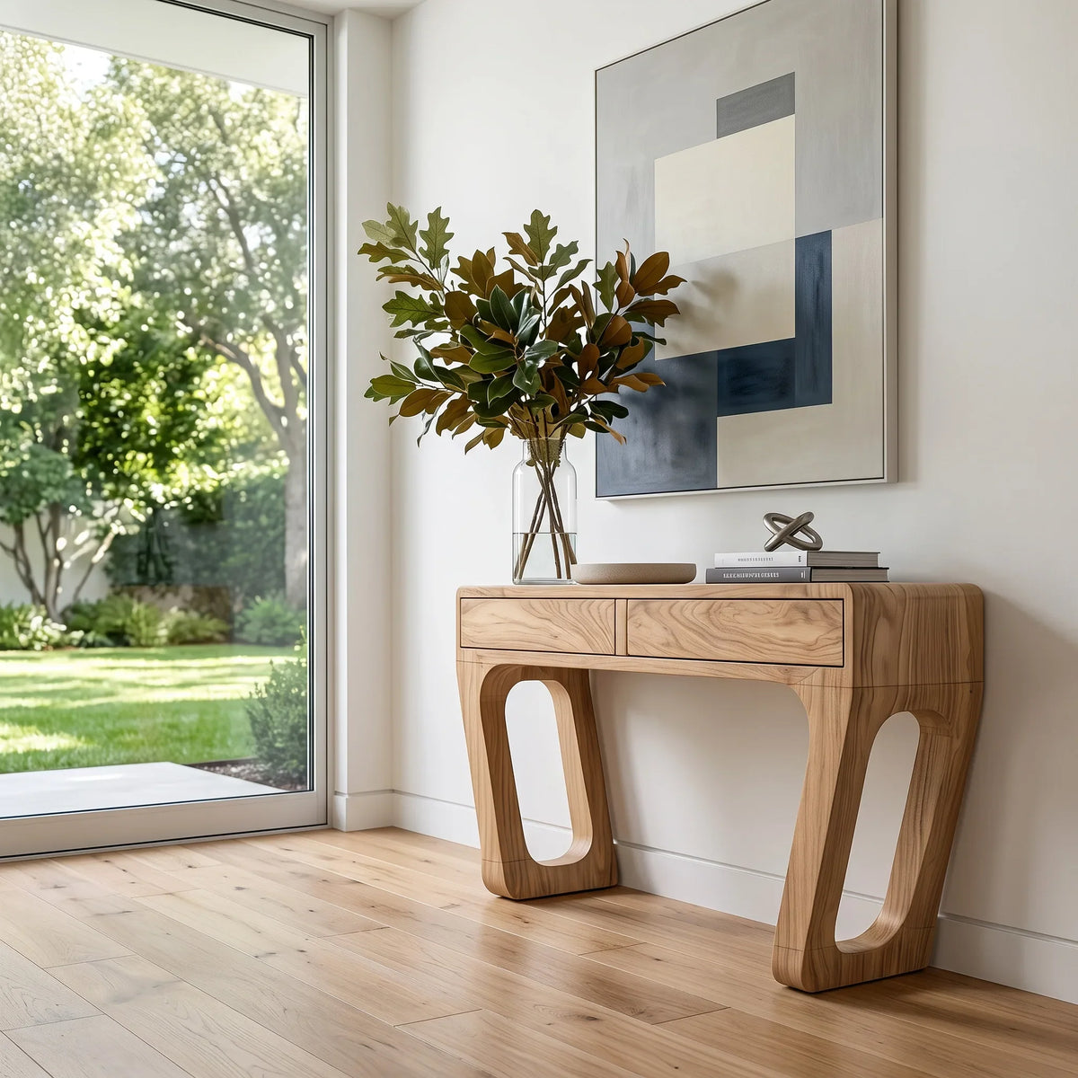 Modern Sculptural Open Leg Console Table For Hallway