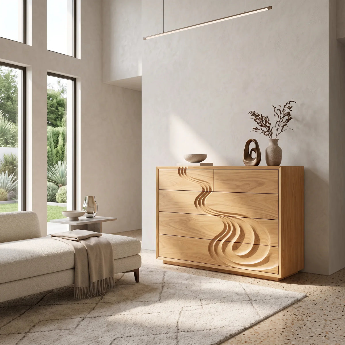 Contemporary Carved Bedroom Dresser For Master Suite