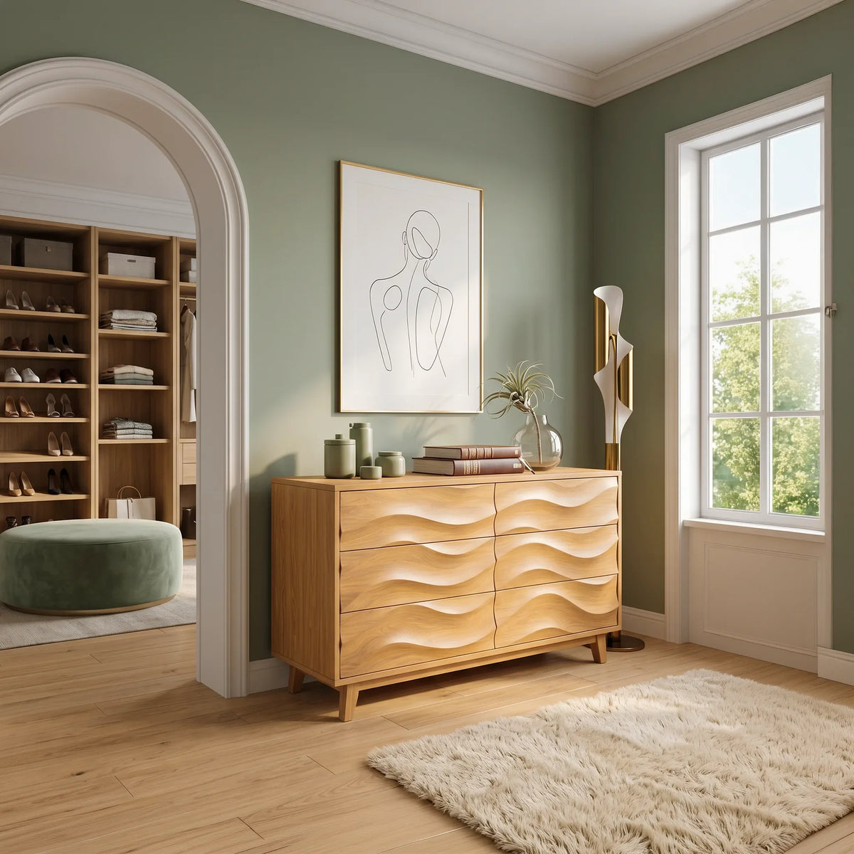 Organic Layered Bedroom Dresser For Cozy Interior