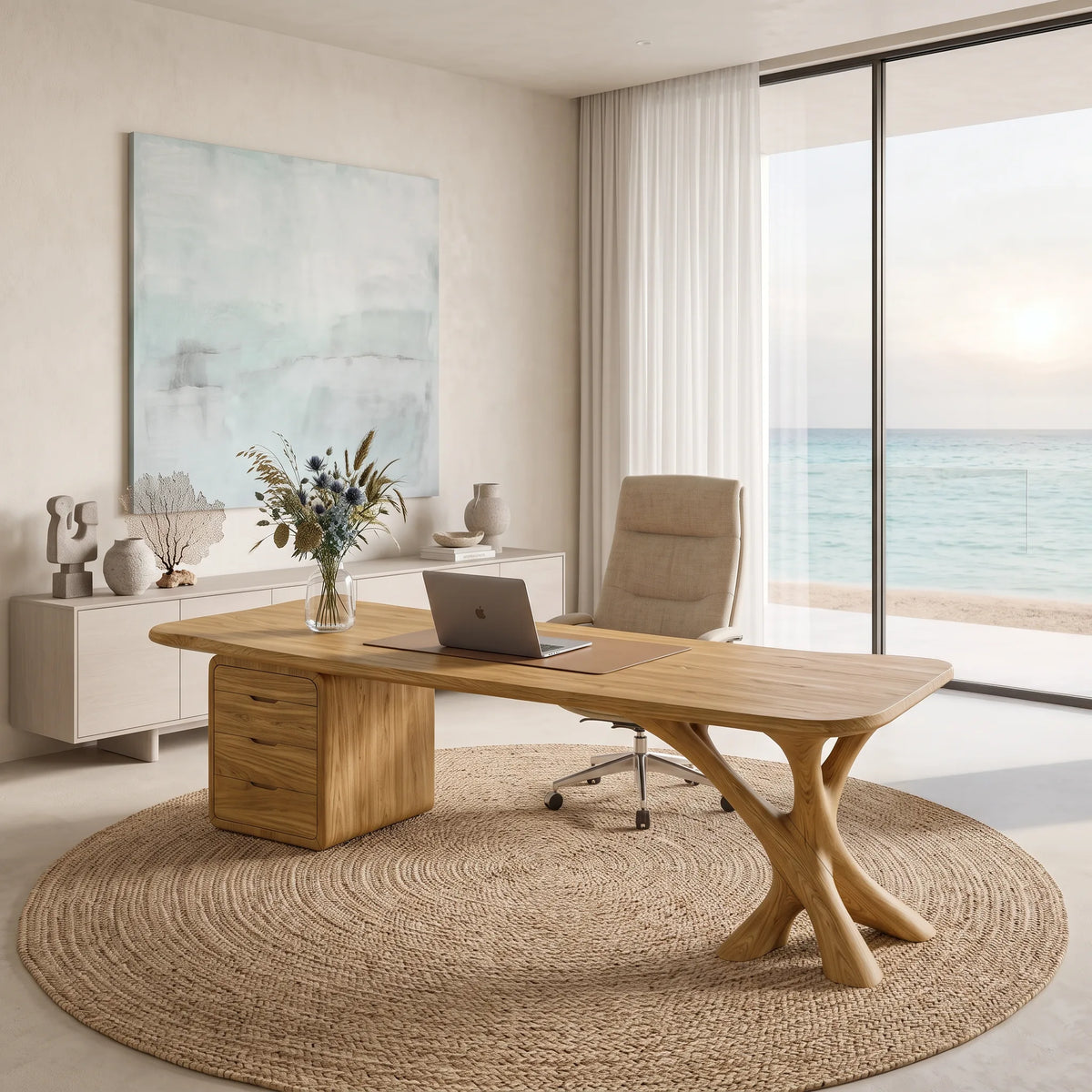 Luxury Office Desk Sculptural Base With Storage Executive Suite