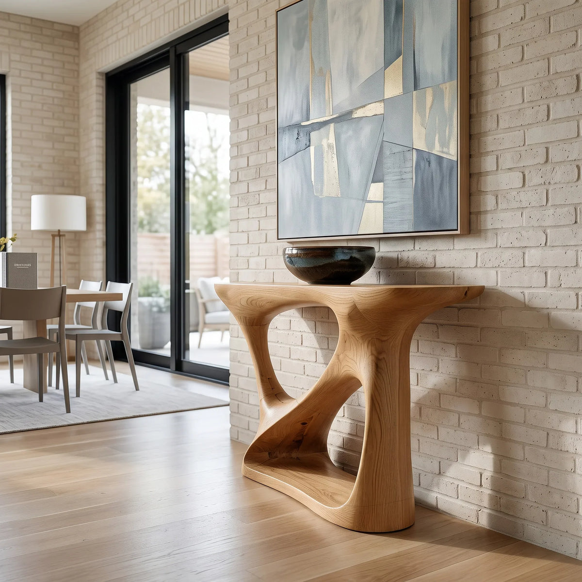 Modern Organic Open Base Console Table For Entryway
