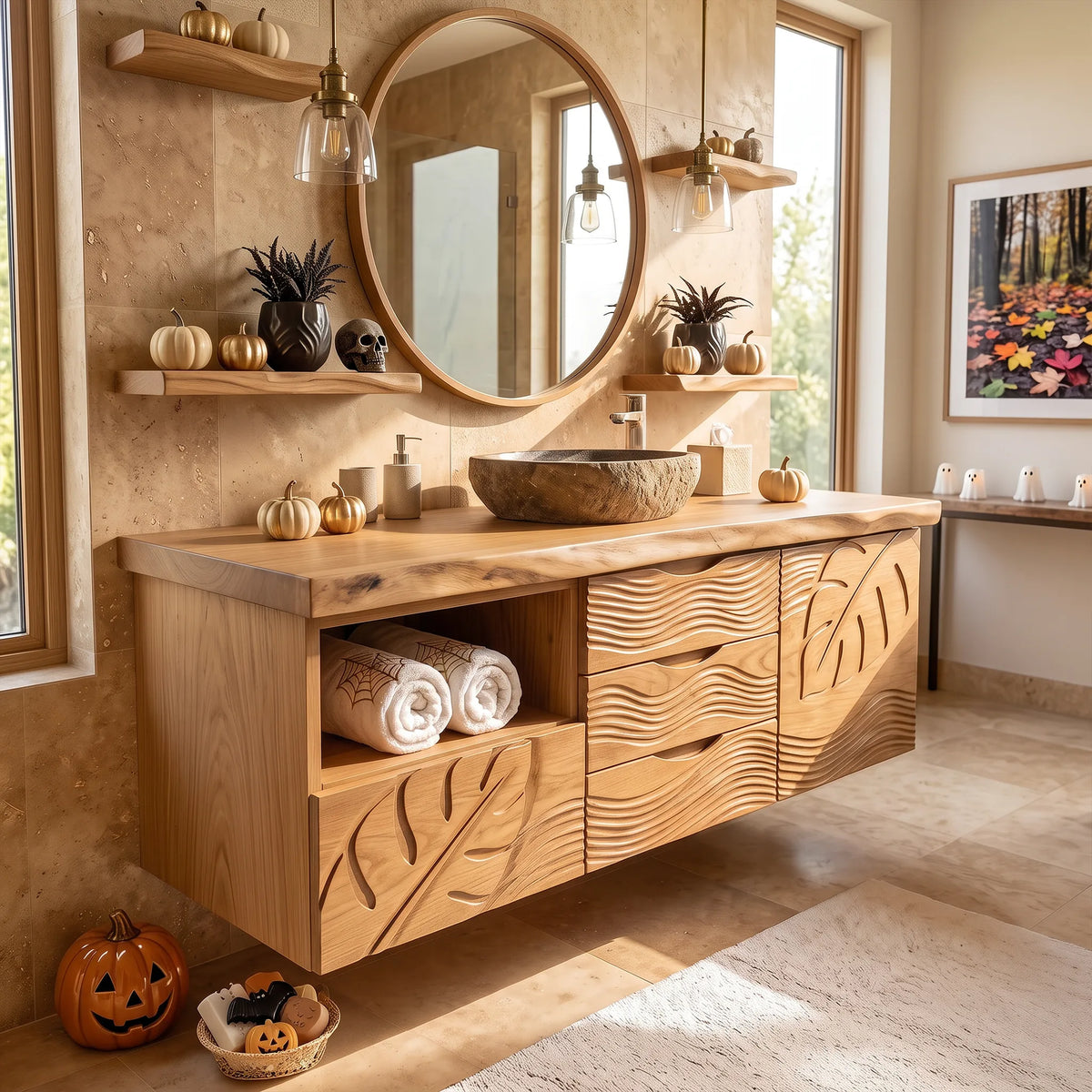 Rustic Halloween Storage Bathroom Vanity Guest Ensuite