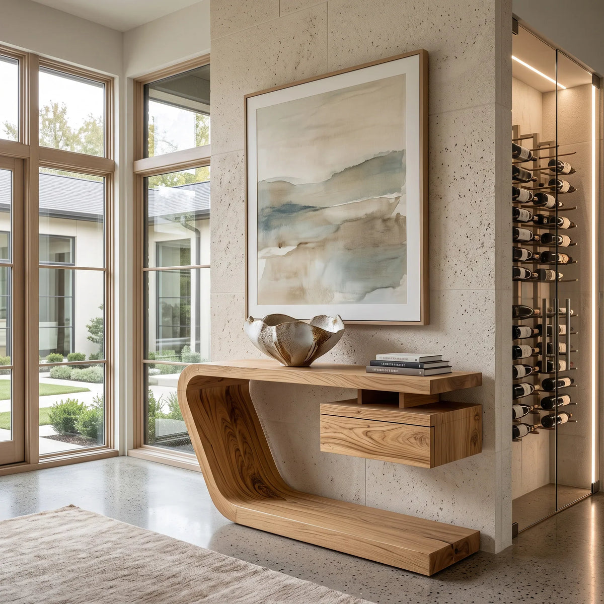 Contemporary Floating Drawer Console Table For Entryway