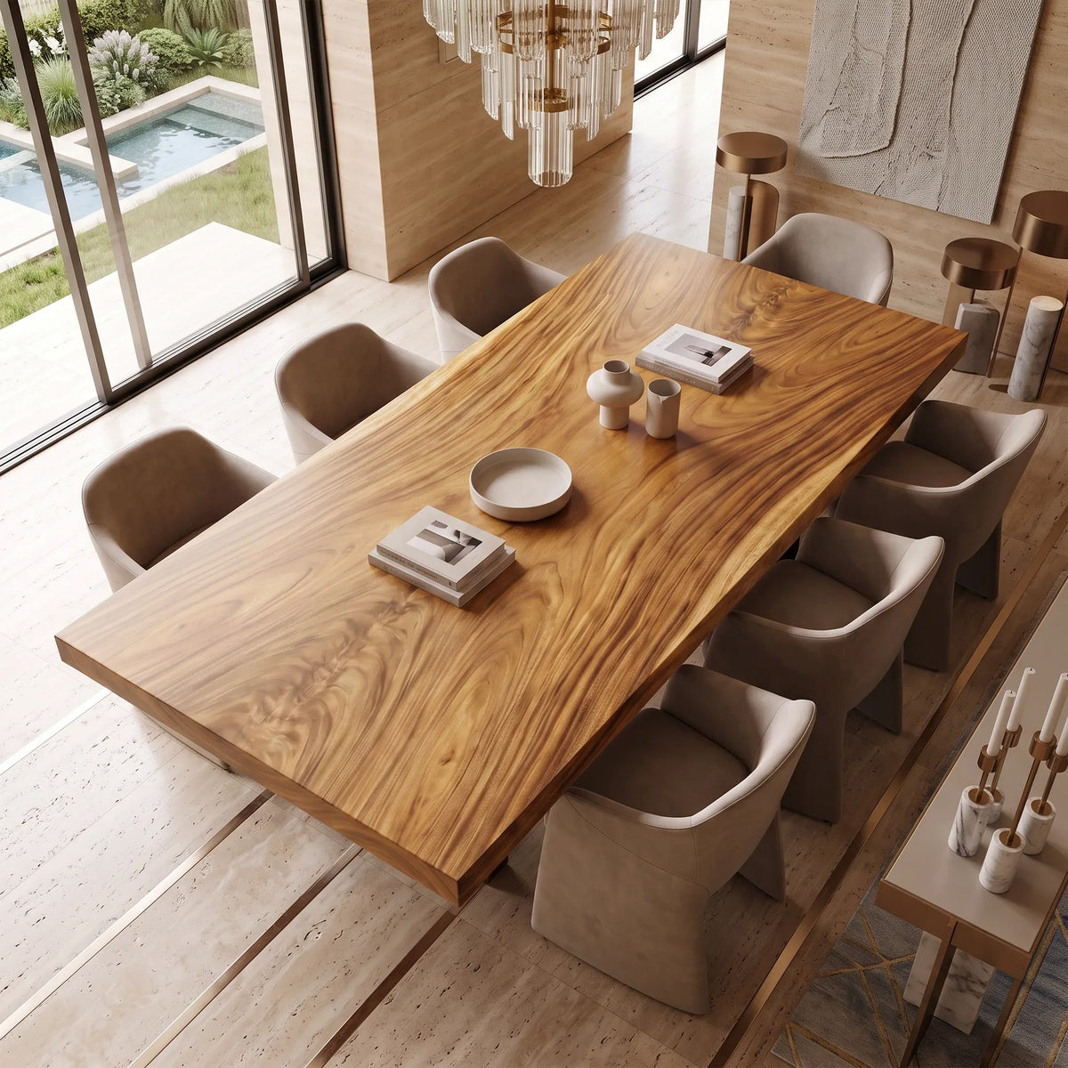 Rustic Rectangular Dining Table Top Outdoor Dining Area