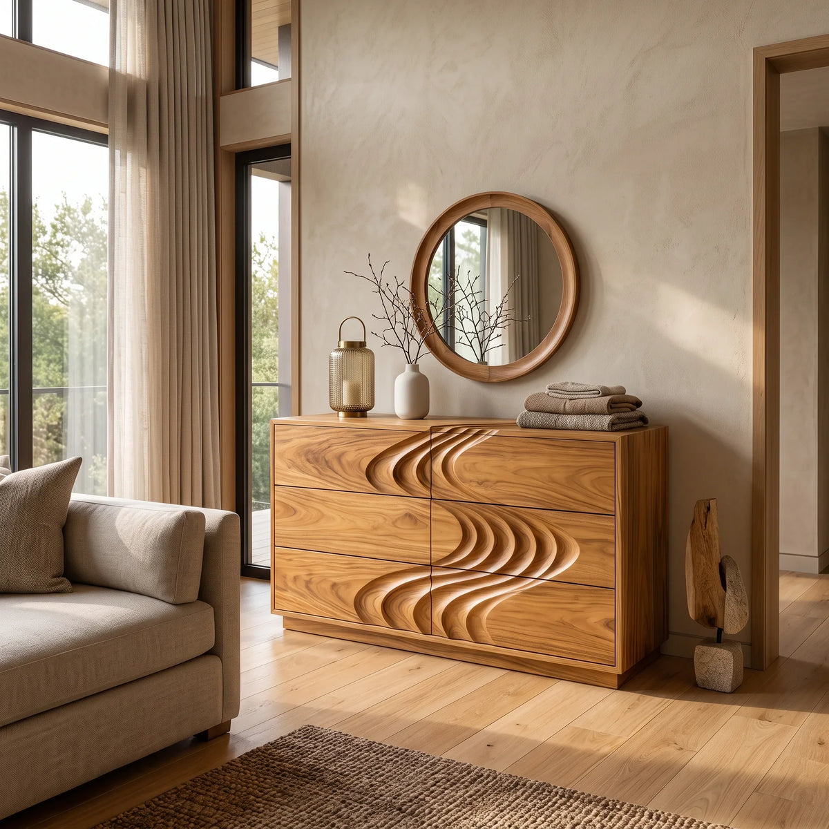 Minimalist Contour Dresser Table For Guest Bedroom