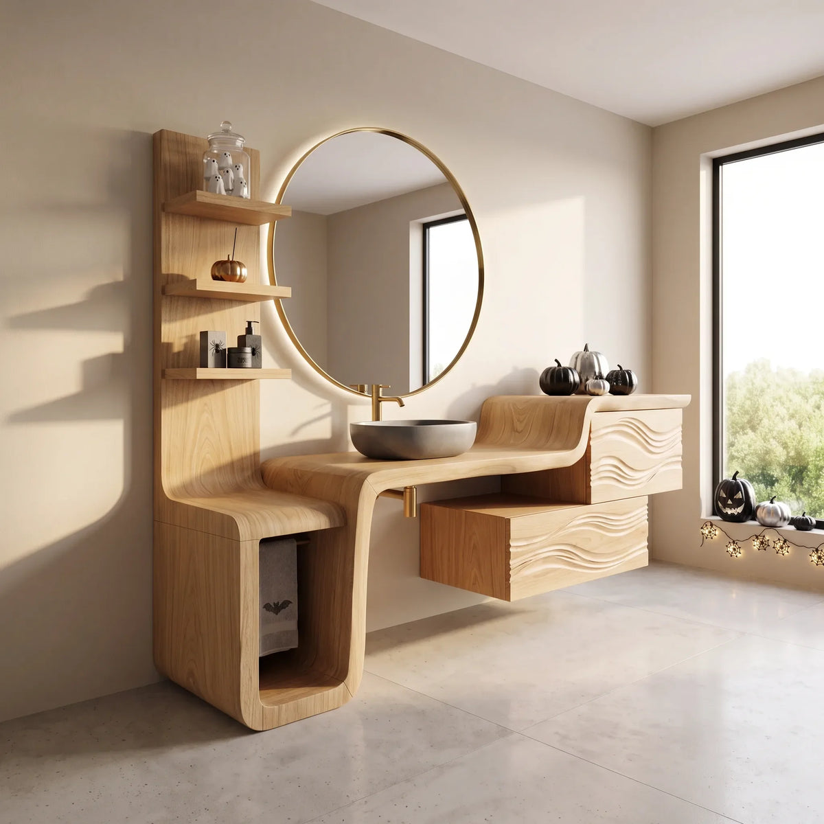 Organic Modern Halloween Bathroom Vanity Luxury Ensuite