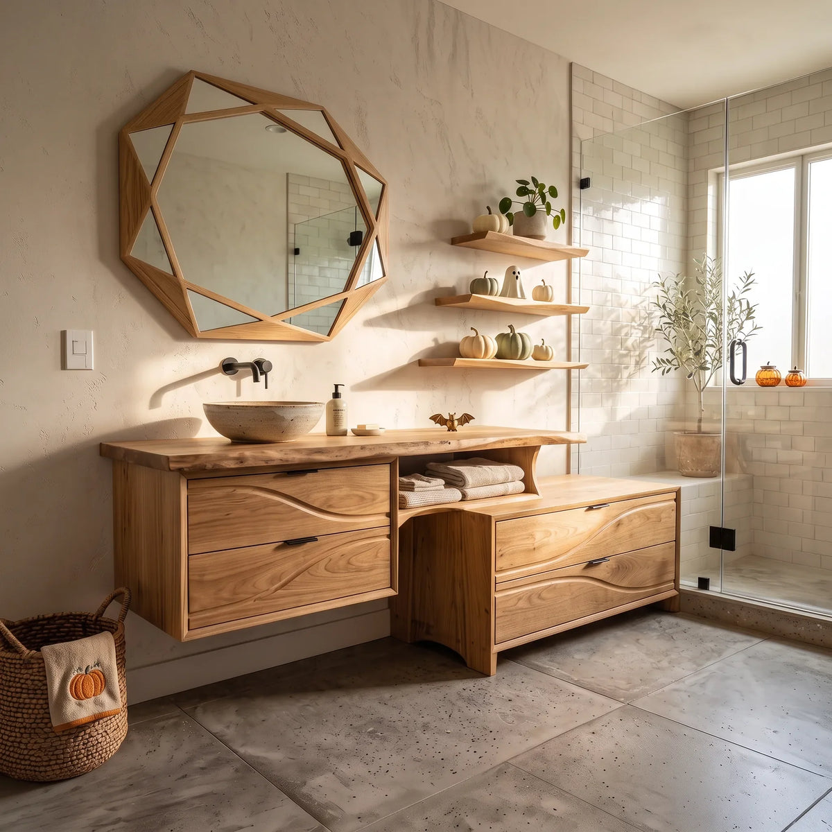 Organic Pumpkin Floating Bathroom Vanity Modern Bathroom