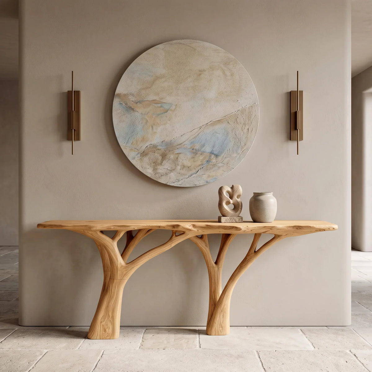 Contemporary Live Edge Console Table For Entryway