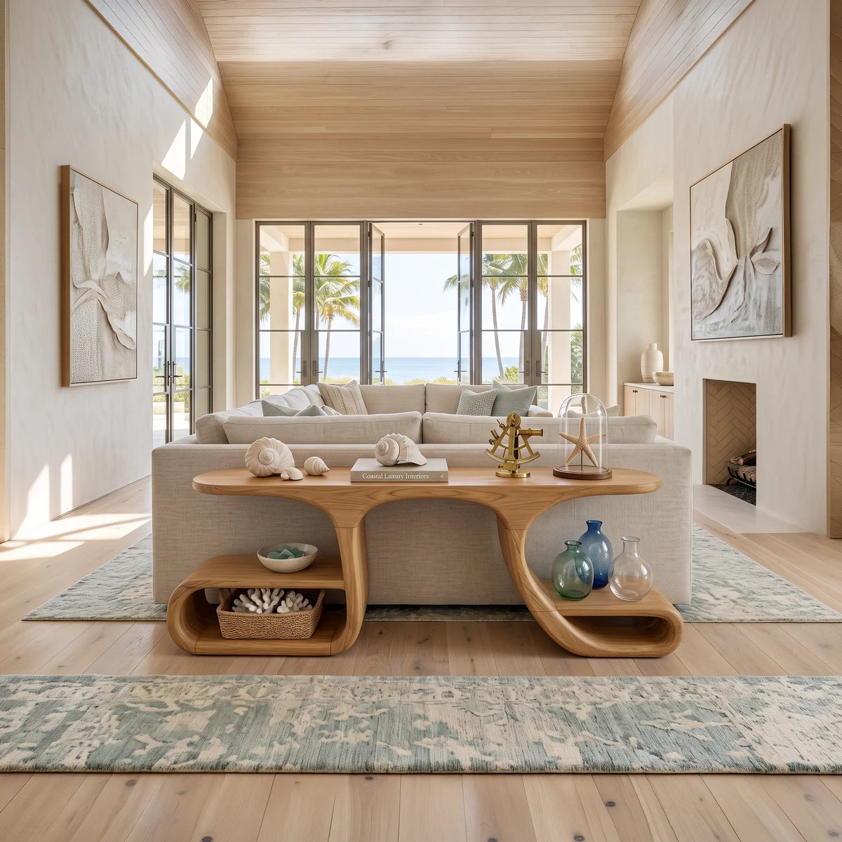 Contemporary Flowing Console Table For Modern Living Space