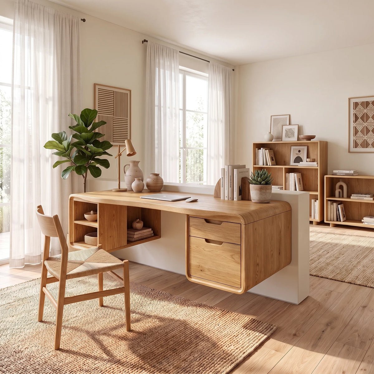 Cozy Computer Desk Home Office Desk Writing Desk With Open Storage For Home Office