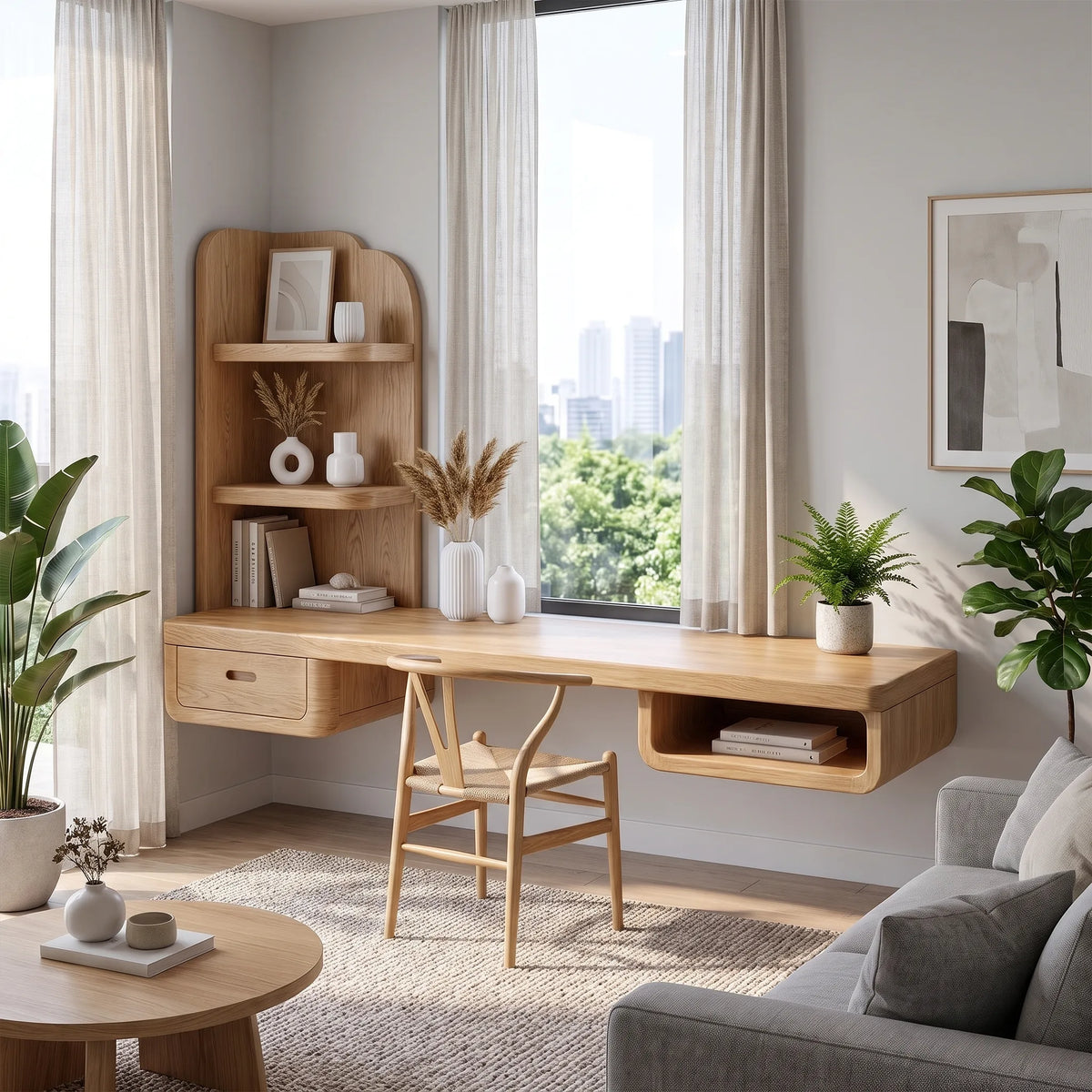 Calm Computer Desk Home Office Desk Writing Desk With Tall Shelves For Home Office