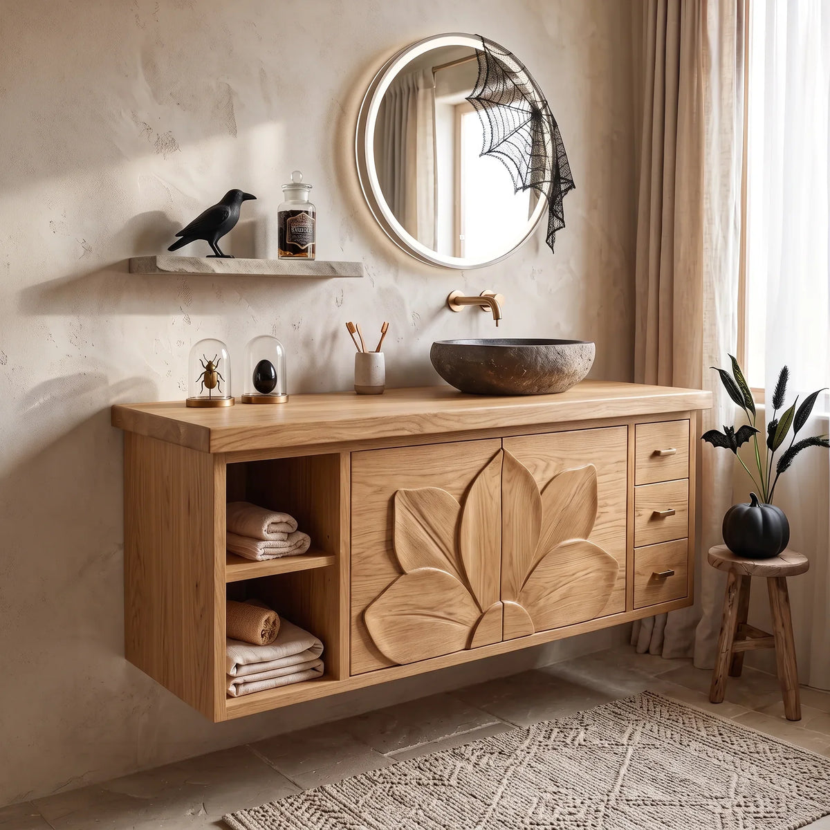 Farmhouse Skull Storage Bathroom Vanity Country Retreat