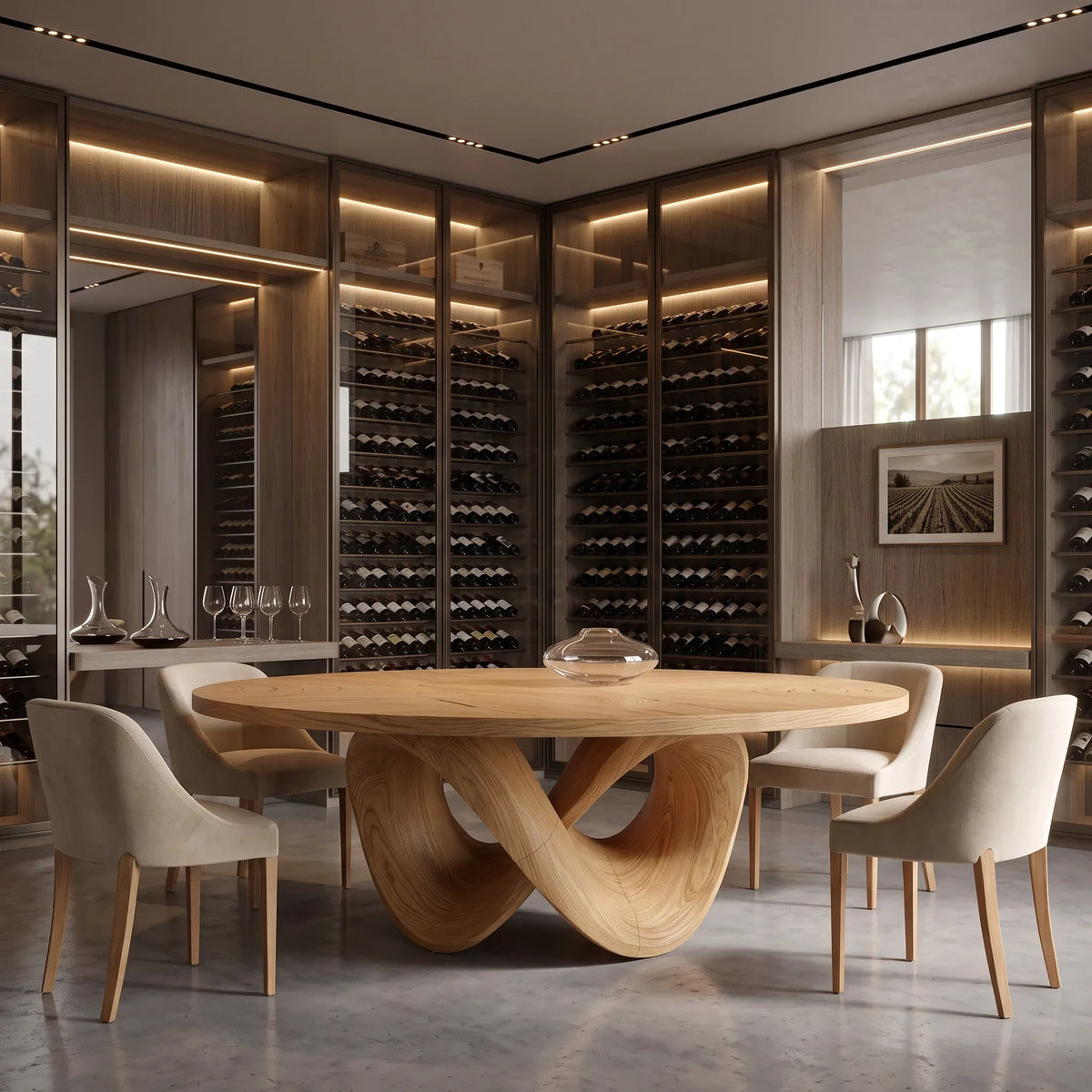 Modern Sculptural Base Round Dining Table For Dining Room