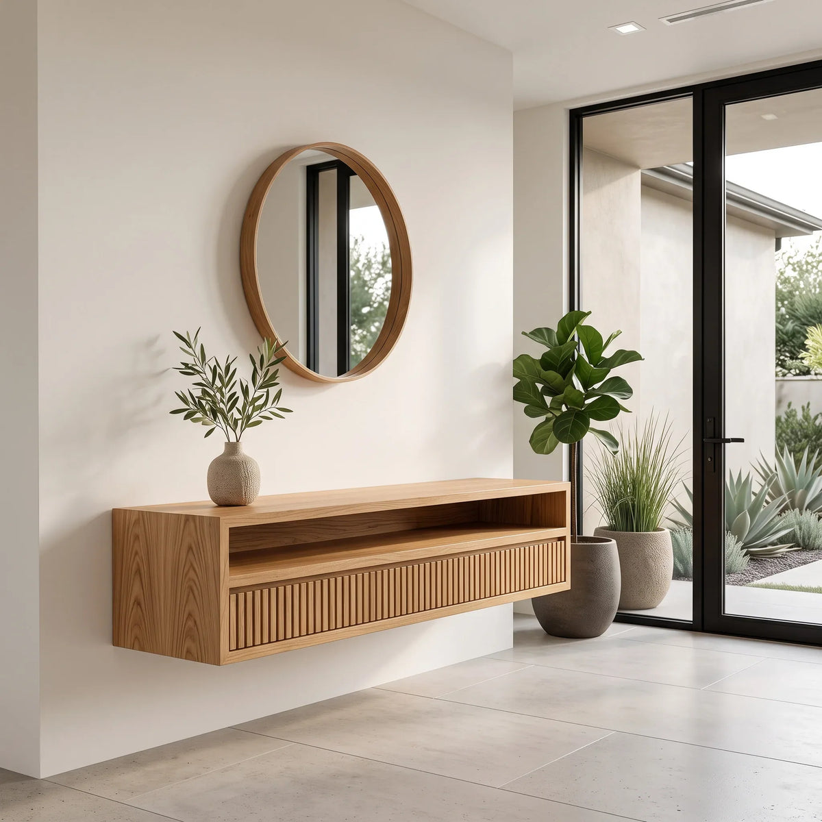 Contemporary Floating Storage Console Table For Hallway