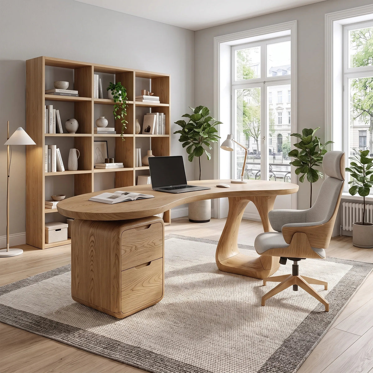 Elegant Office Desk Executive Desk Writing Desk With Rounded Drawers For Executive Office