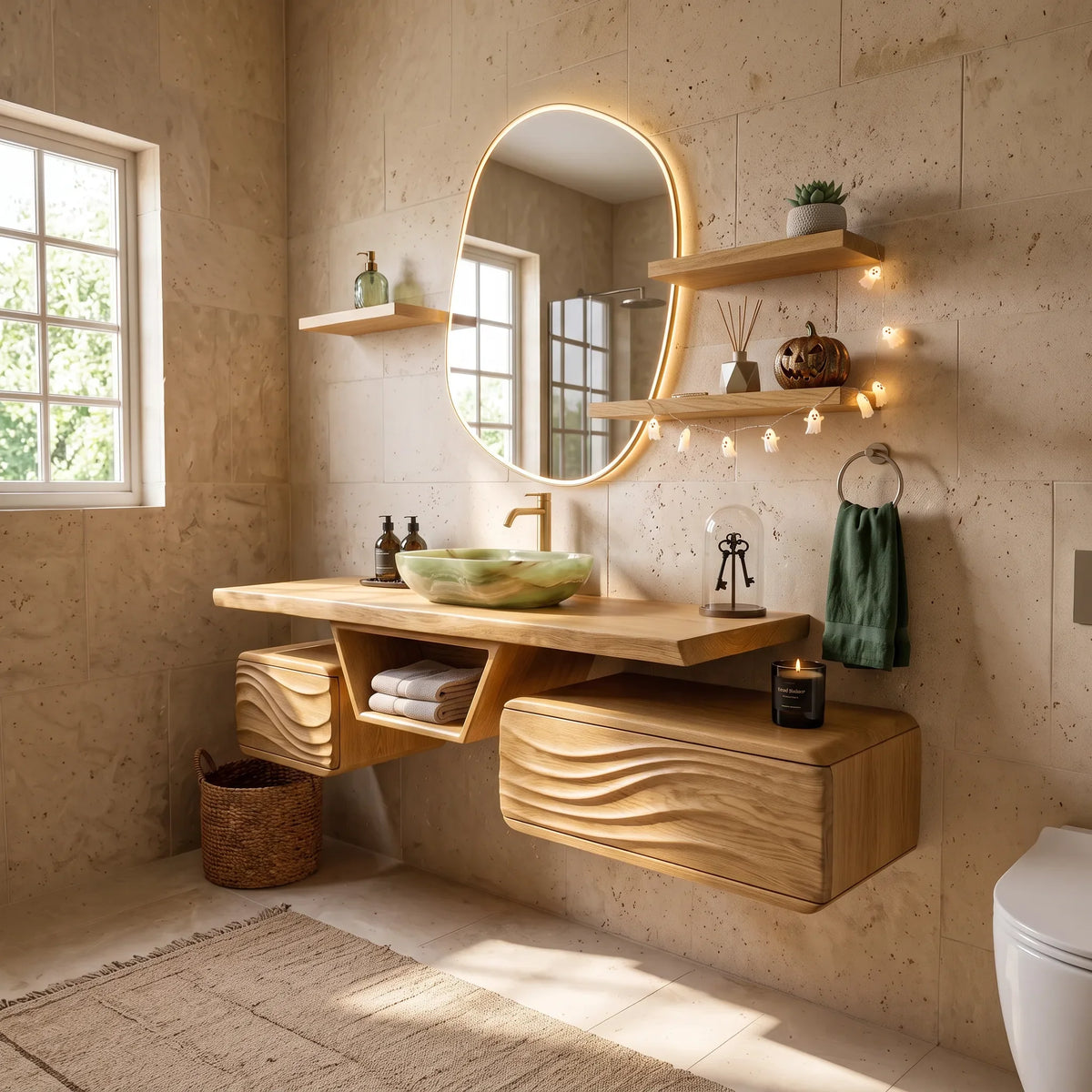 Mid Century Pumpkin Floating Bathroom Vanity Modern Bathroom
