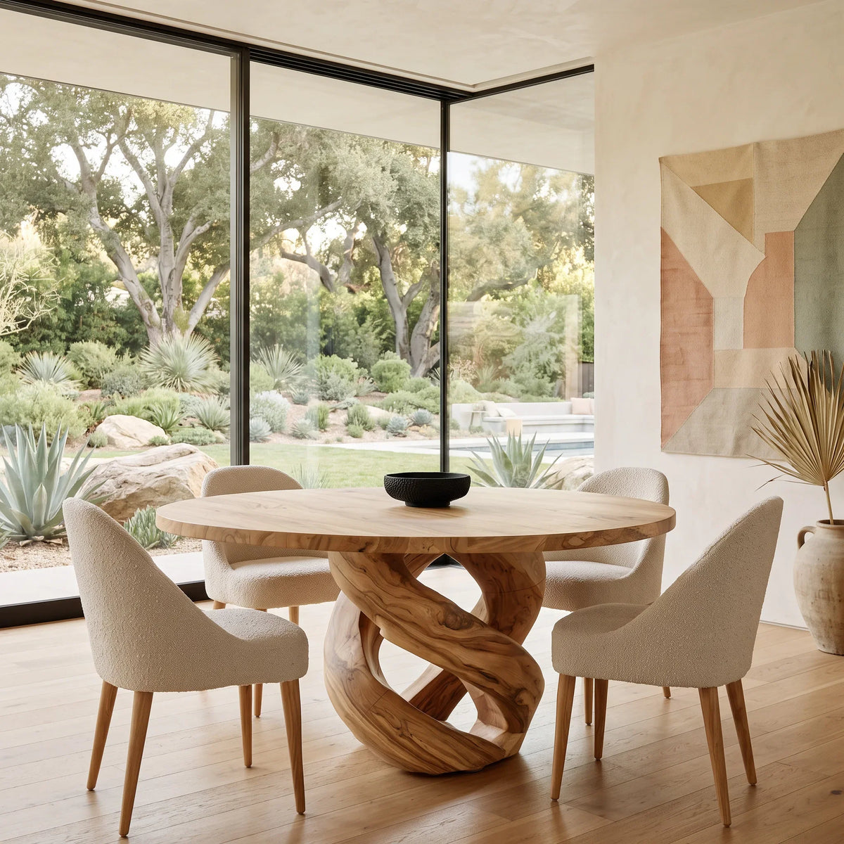 Contemporary Organic Pedestal Round Dining Table For Dining Room