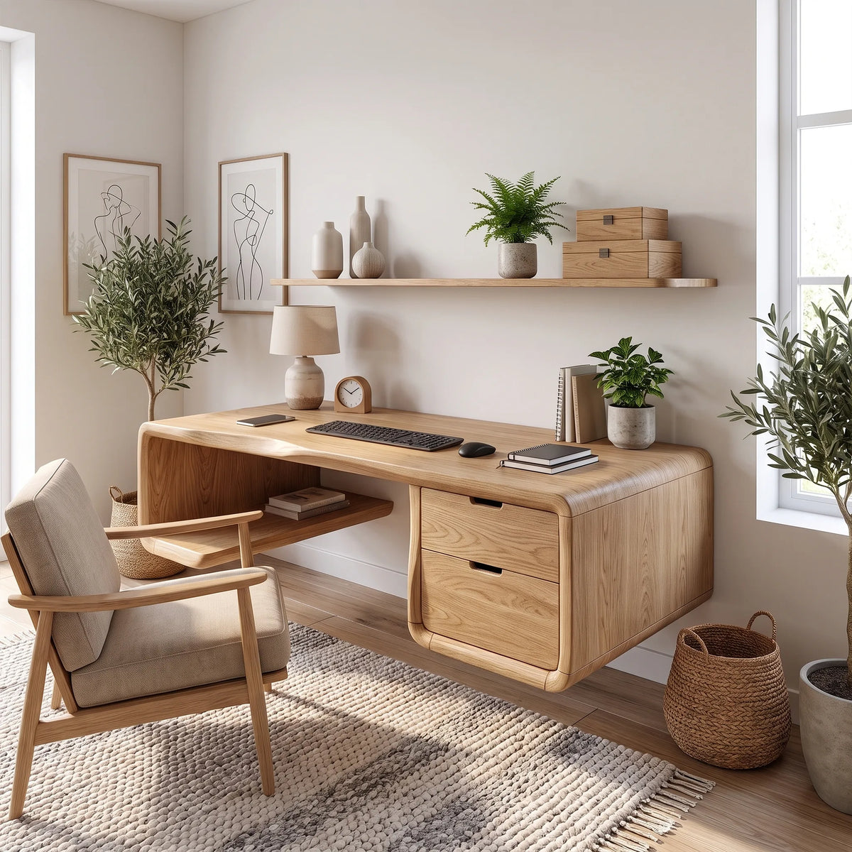 Refined Office Desk Writing Desk Home Office Desk With Three Drawers For Study Room