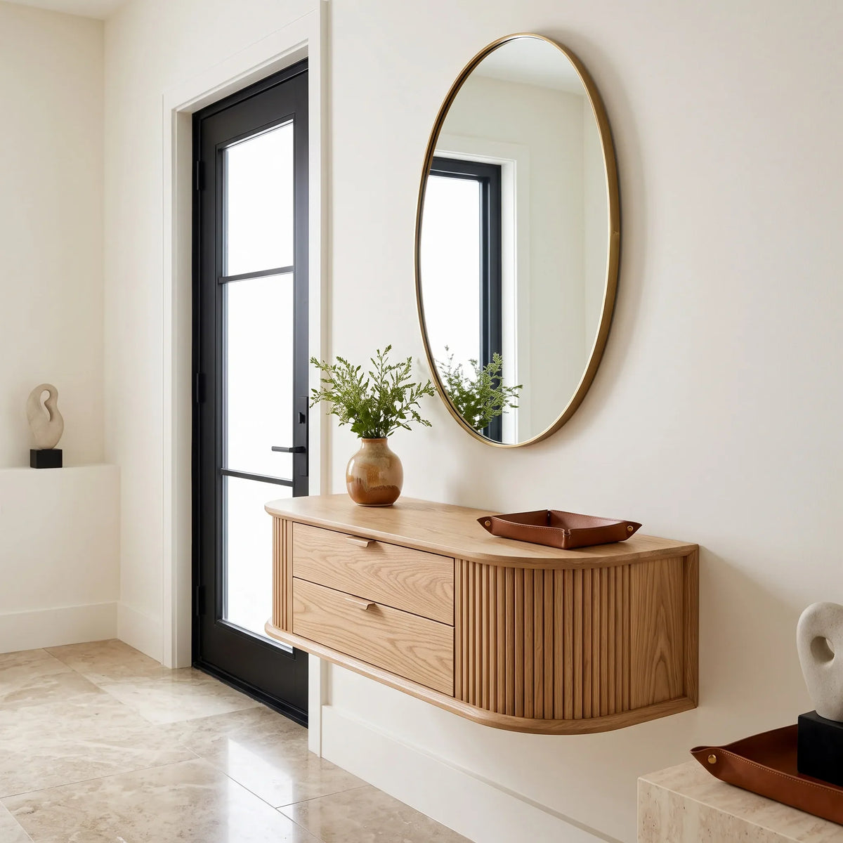 Modern Floating Wooden Console Table For Entryway
