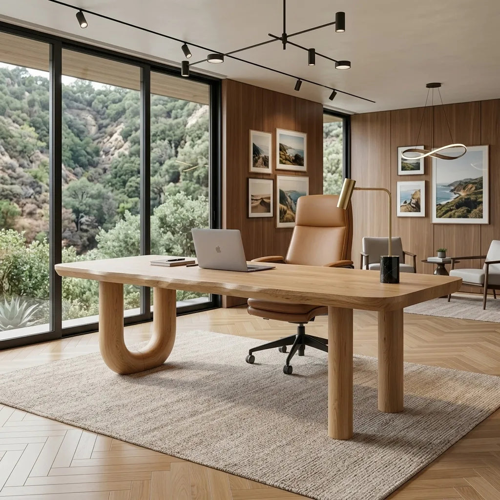 Organic U-Shaped Leg Desk For Home Office