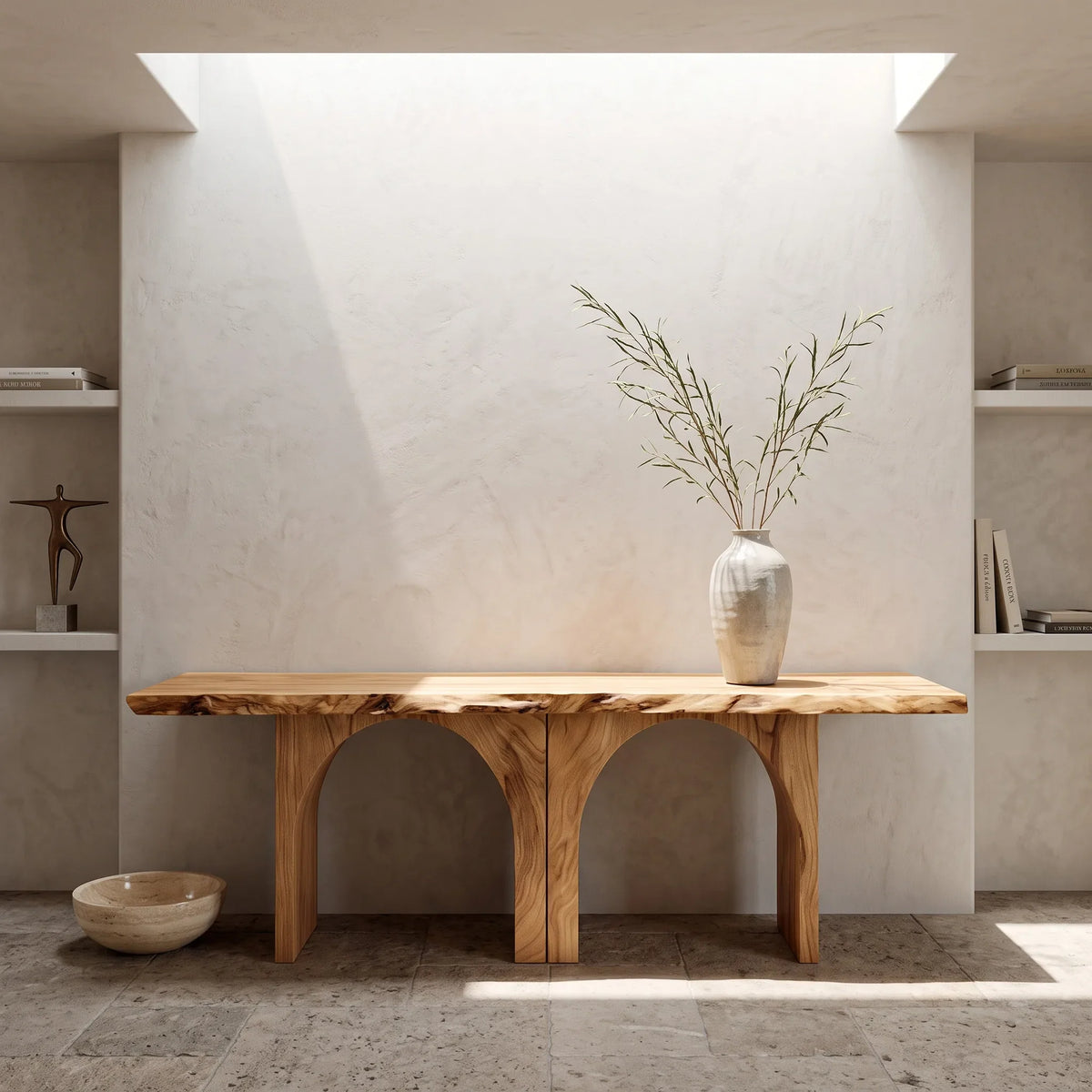 Modern Live Edge Wooden Console Table For Hallway
