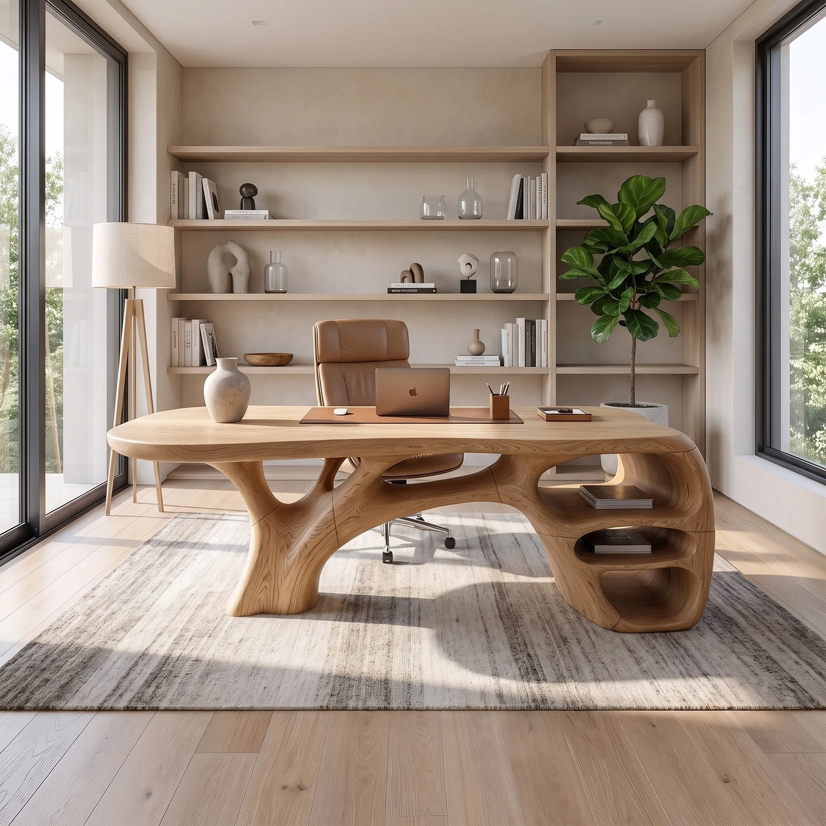 Timeless Executive Desk Office Desk Writing Desk Open Shelves For Home Office