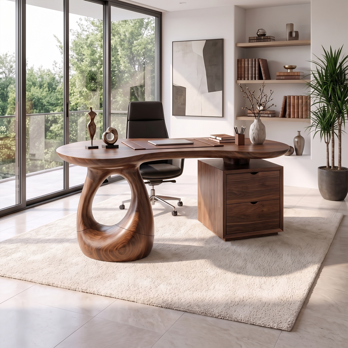 Organic Executive Desk Office Desk Writing Desk Sculptural Open Base For Home Office