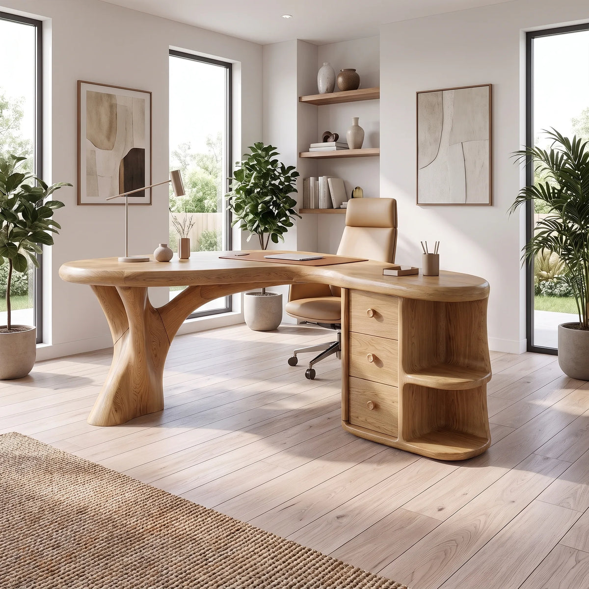 Organic Office Desk Executive Desk Writing Desk With Three Drawers For Executive Office