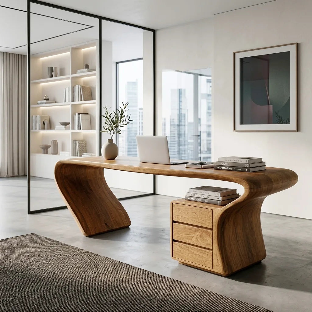 Organic Sculptural Curved Leg Desk For Home Office