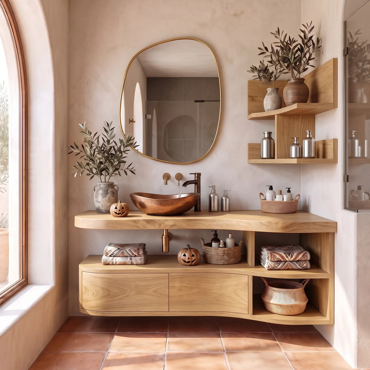 Rustic Skull Floating Bathroom Vanity Modern Bathroom
