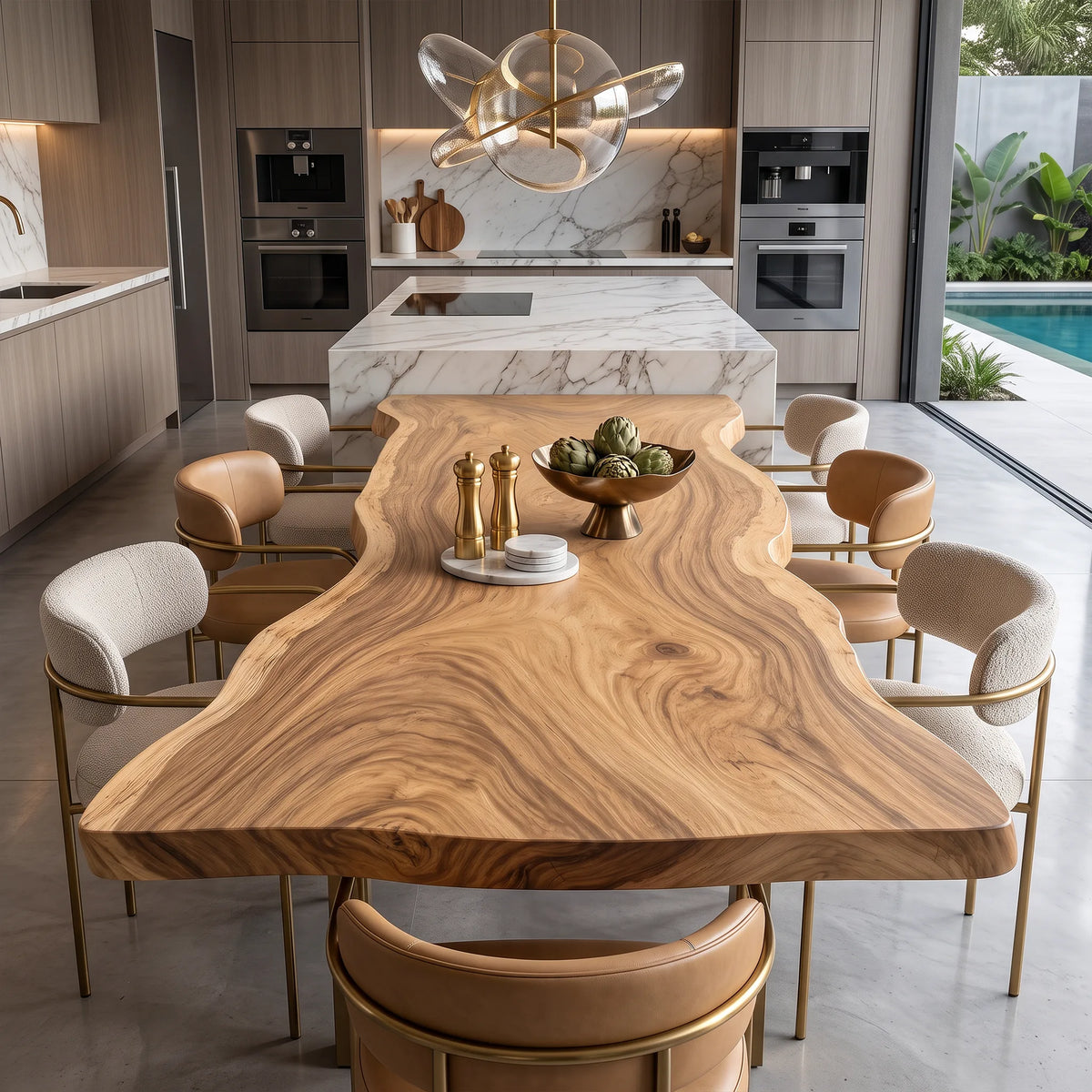 Contemporary Live Edge Wood Table Top Modern Kitchen