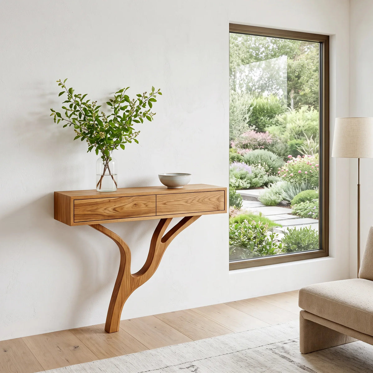 Modern Branch Style Wooden Console Table For Hallway