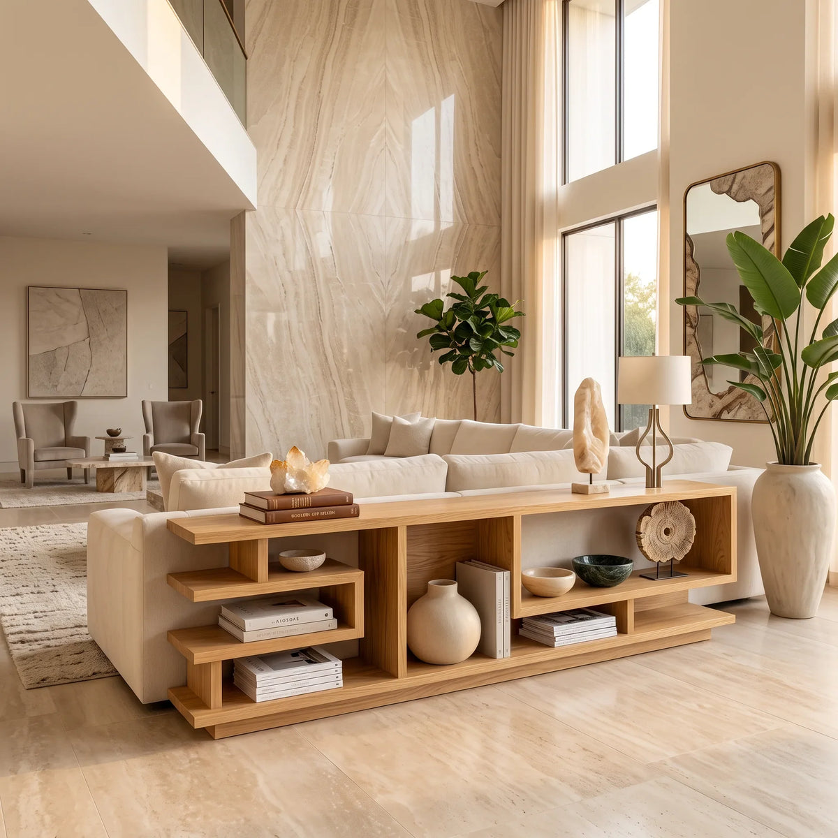 Minimalist Open Console Cabinet For Lounge Interior