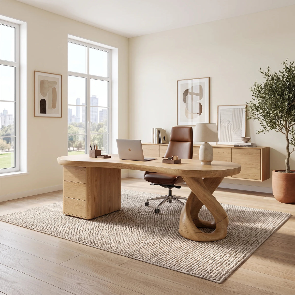 Sculptural Executive Desk Executive Office Desk Office Desk With Loop Leg For Executive Office