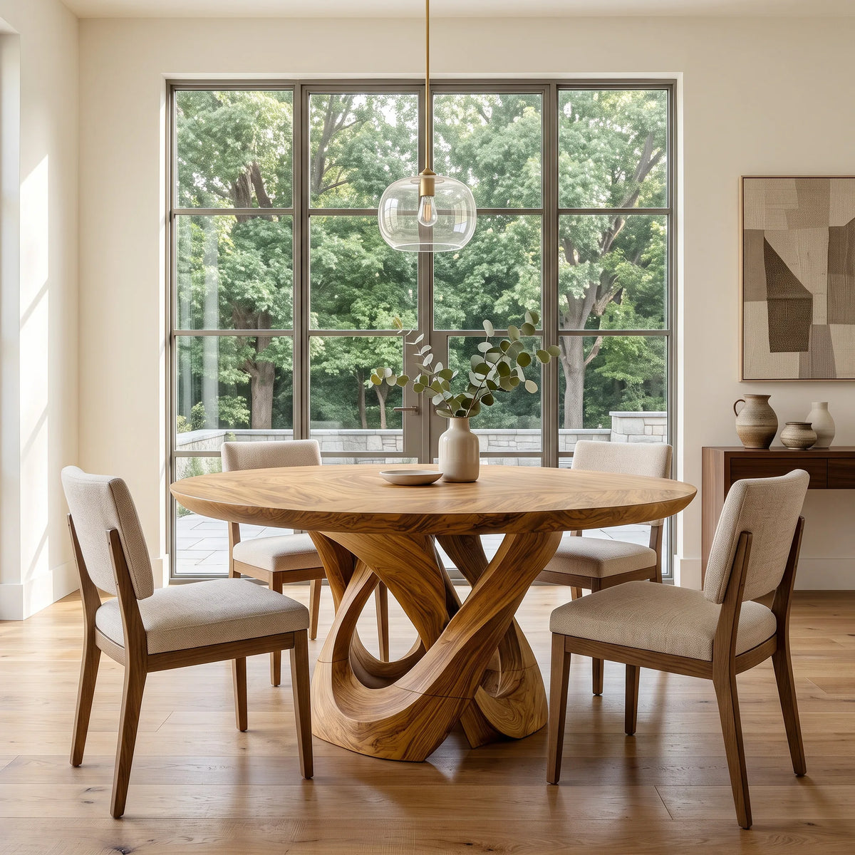 Modern Sculptural Round Dining Table For Dining Room