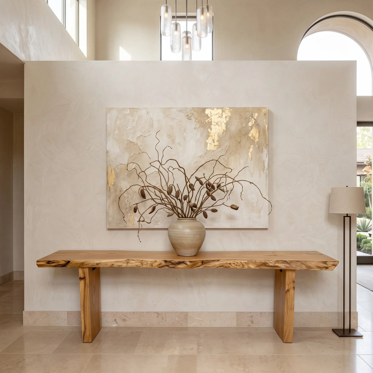 Live Edge Console Table With Slab Top For Entryway