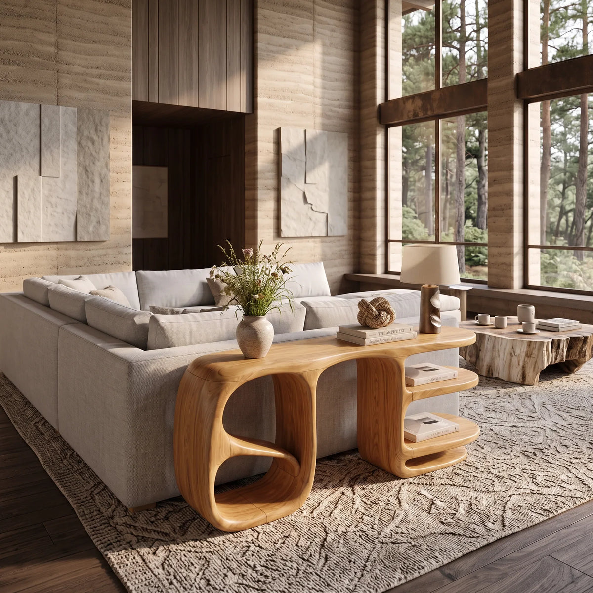 Organic Double Loop Console For Contemporary Living Room