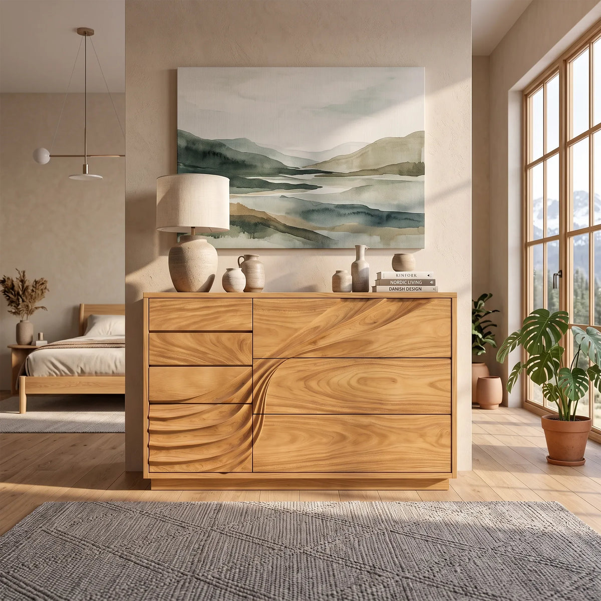 Contemporary Flowing Dresser Drawer For Bedroom Interior
