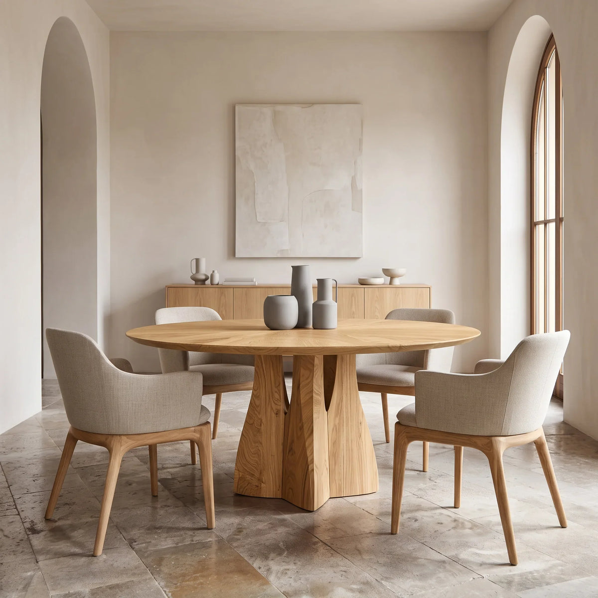 Contemporary Pedestal Round Dining Table For Dining Room