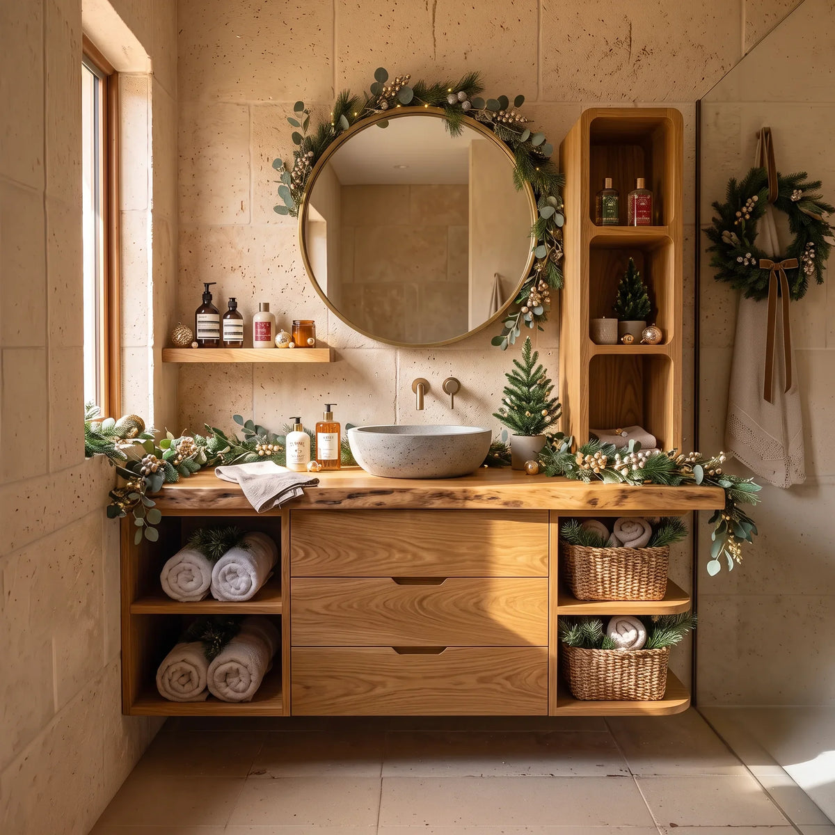 Organic Modern Nutcracker Bathroom Vanity Wellness Room