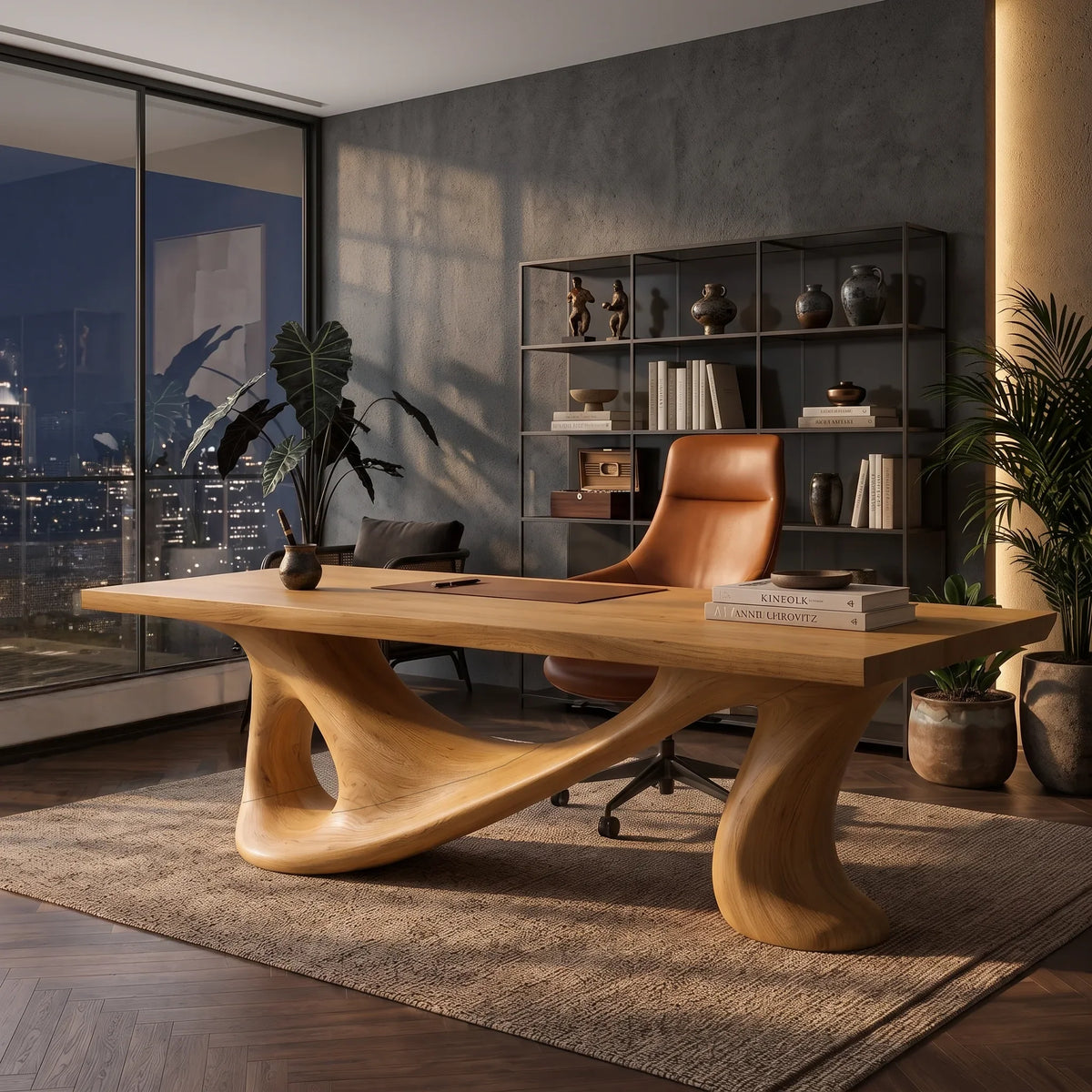 Contemporary Writing Desk Sculptural Base For Designer Office