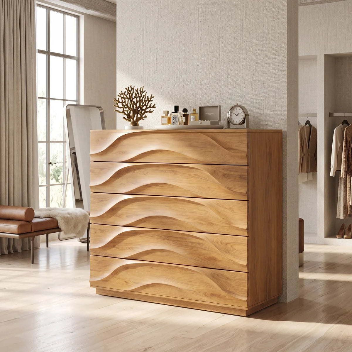 Minimalist Flowing Closet Dresser For Bedroom Space