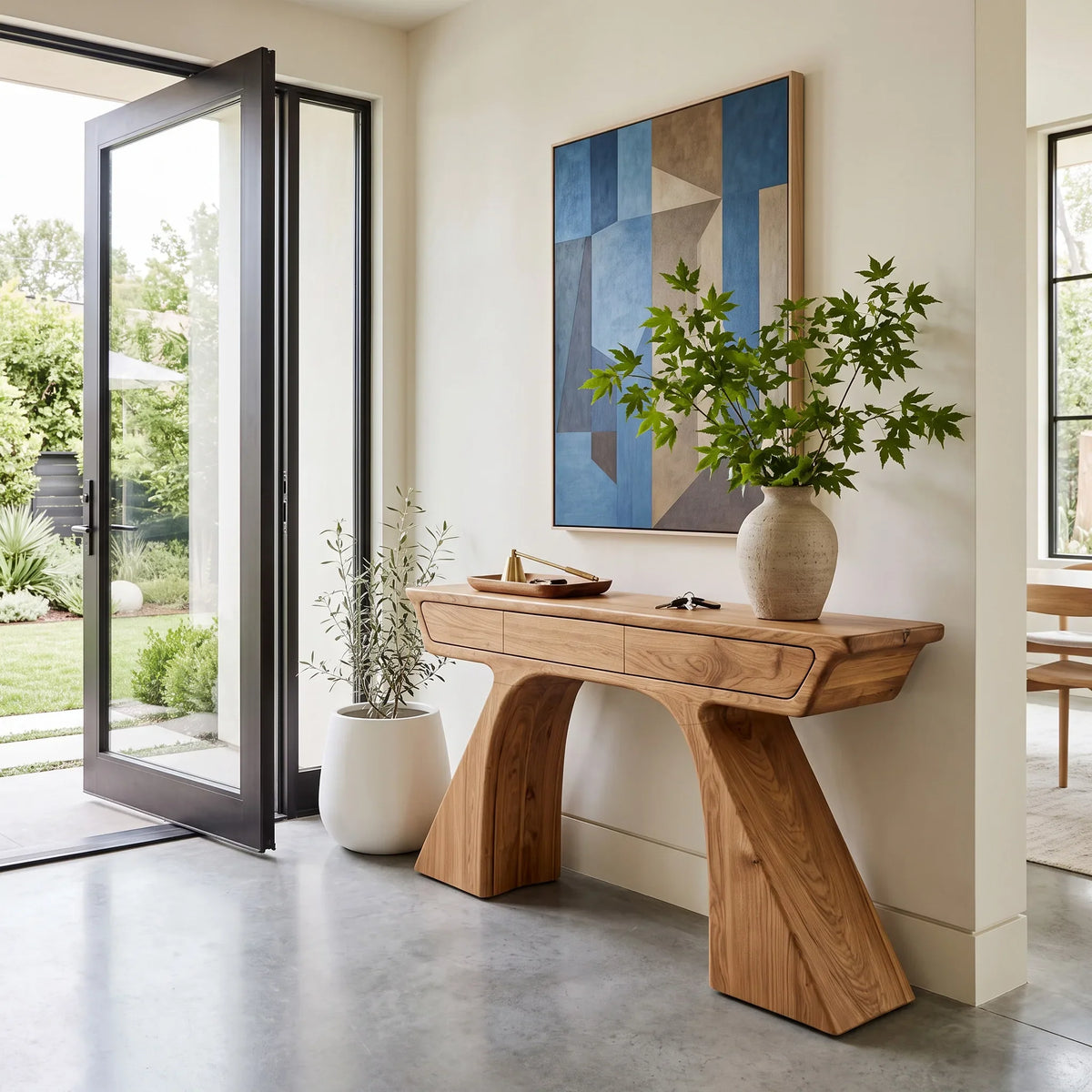 Modern Sculptural Drawer Console Table For Entryway