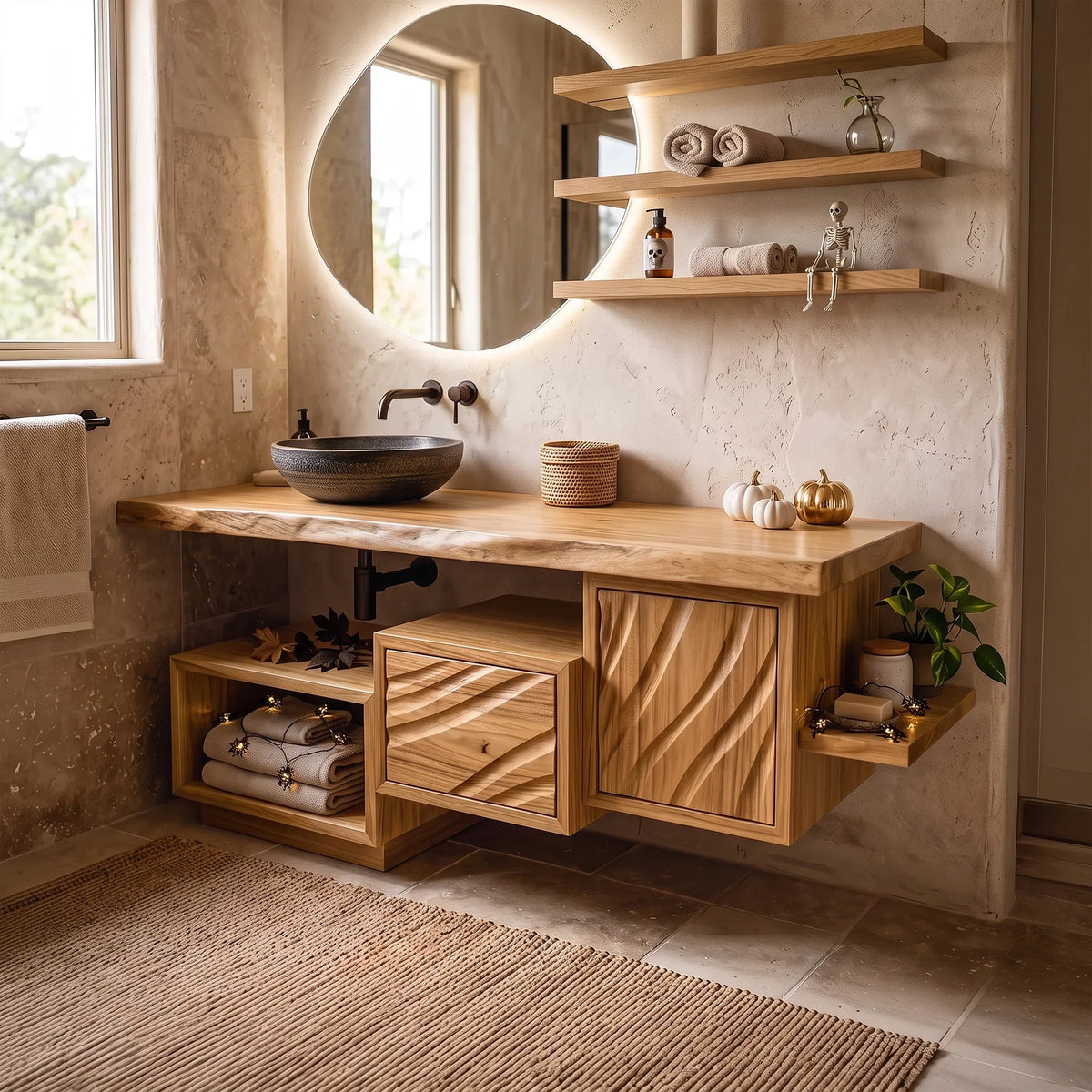 Rustic Skull Floating Bathroom Vanity Spa Bathroom