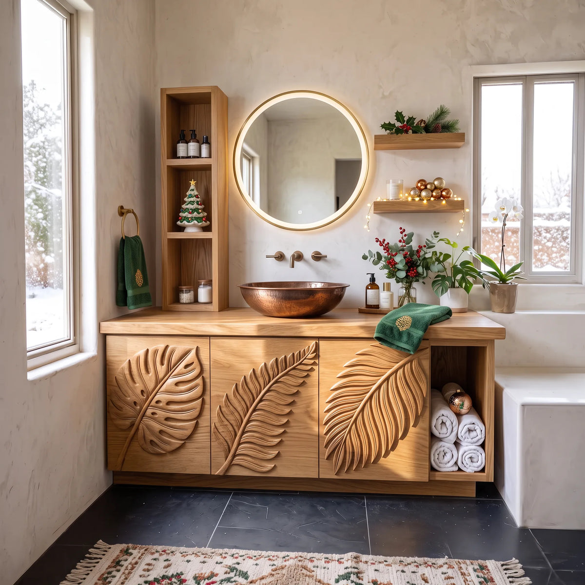 Handcrafted Rustic Xmas Bathroom Vanity Mountain Retreat