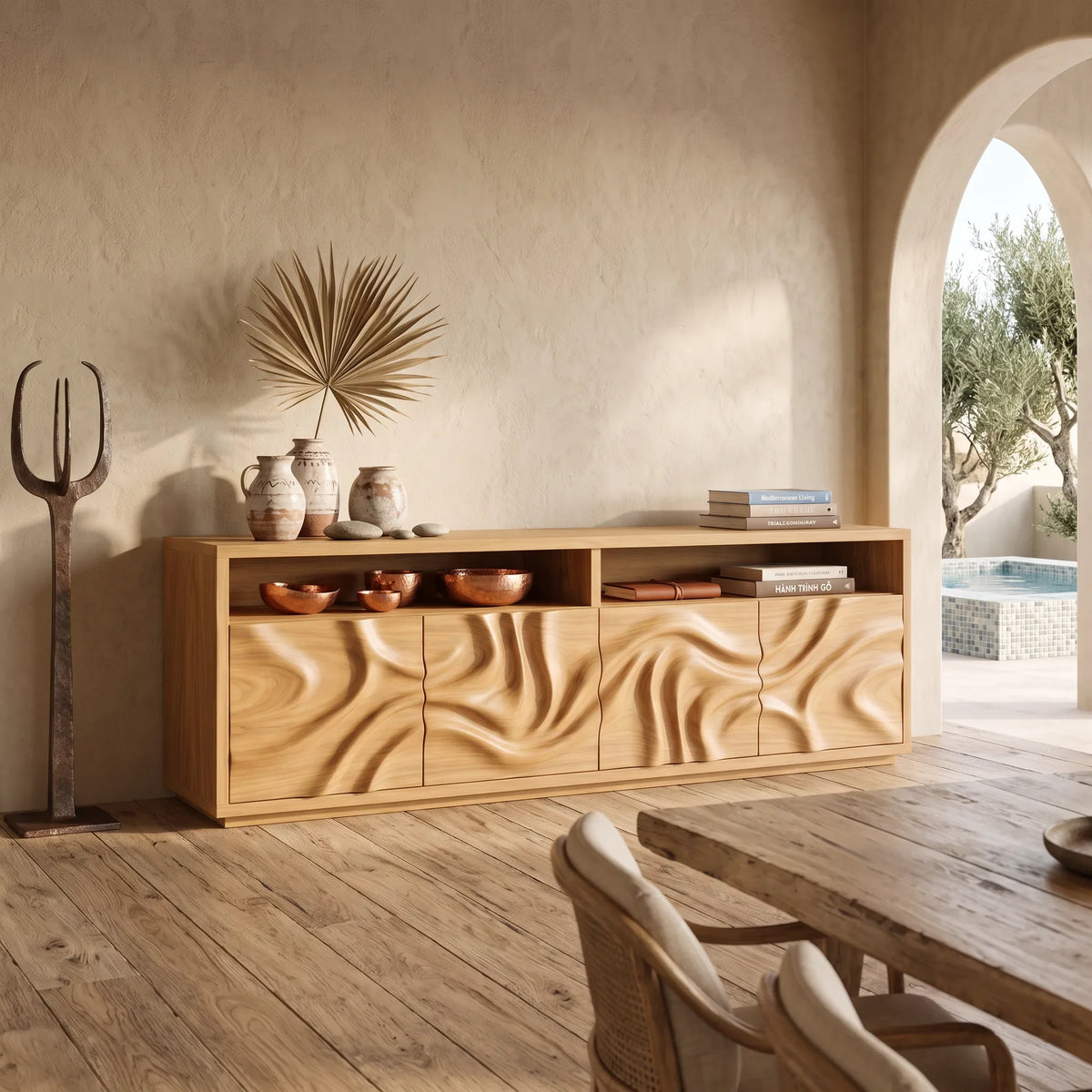 Contemporary Curved Front Buffet Cozy Dining Room