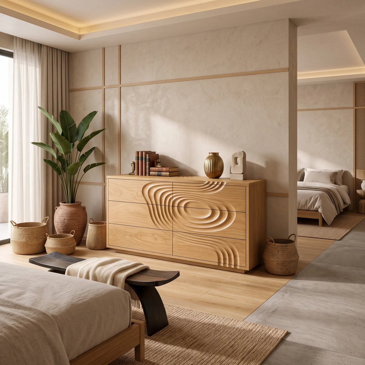 Organic Ripple Dresser For Contemporary Bedroom Interior