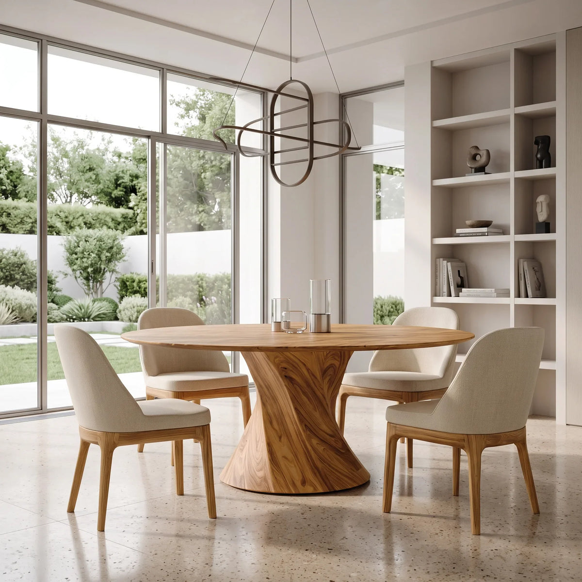 Contemporary Sculptural Round Dining Table For Dining Room