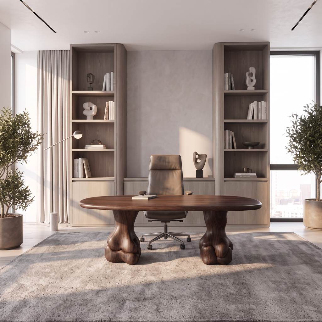 Organic Halloween Wood Desk With Flowing Arch Frame For Office